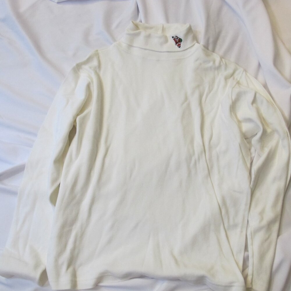 Alexandra Bartlett white turtleneck with Santa - XL